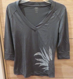 ICEBREAKER Merino 150 Super Fine Wool Ultra Lite Grey V Neck T-Shirt Womens Sz S - Picture 1 of 15