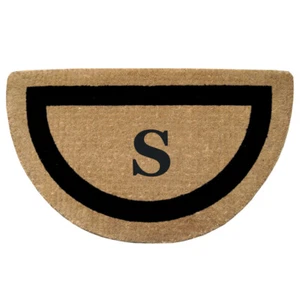 Half Round Heavy Duty Coir Mat - Single Picture Frame (22" x 36") Monogram "S" - Picture 1 of 5