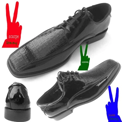 SCARPE UOMO classiche eleganti PER CERIMONIA NERE LUCIDE IN OFFERTA  VV - Immagine 1 di 4