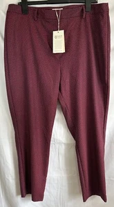 Monsoon Red Burgundy Black & White Polka Dot Pattern Smart Trousers NWT UK18 - Picture 1 of 6