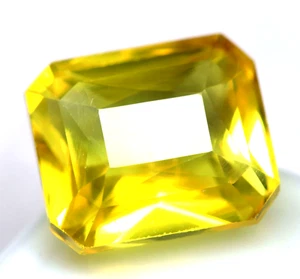 Piedra preciosa suelta de corte cuadrado de zafiro amarillo natural de Ceilán certificado 12,25 quilates - Imagen 1 de 7