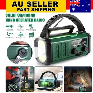 Emergency Radio Hand Crank Solar 10000mAh Power Bank Charger Flash Light AM/FM - Picture 1 of 12