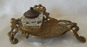 Vintage Bronze Ornate Scholar Desk Inkwell Writing Calligraphy - Bild 1 von 10