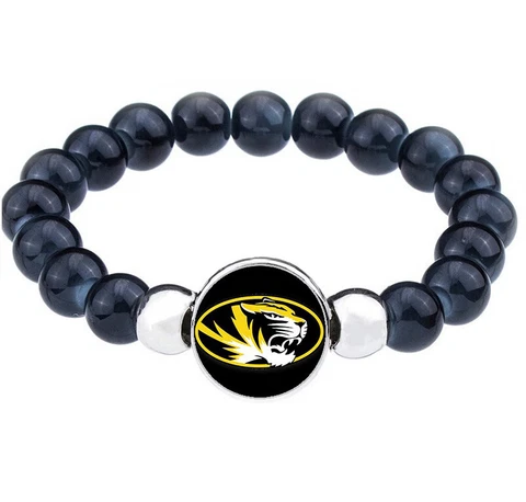 Mizzou University Missouri Tigers Womens Mens Black Bead Chain Bracelet Gift D1 Cover