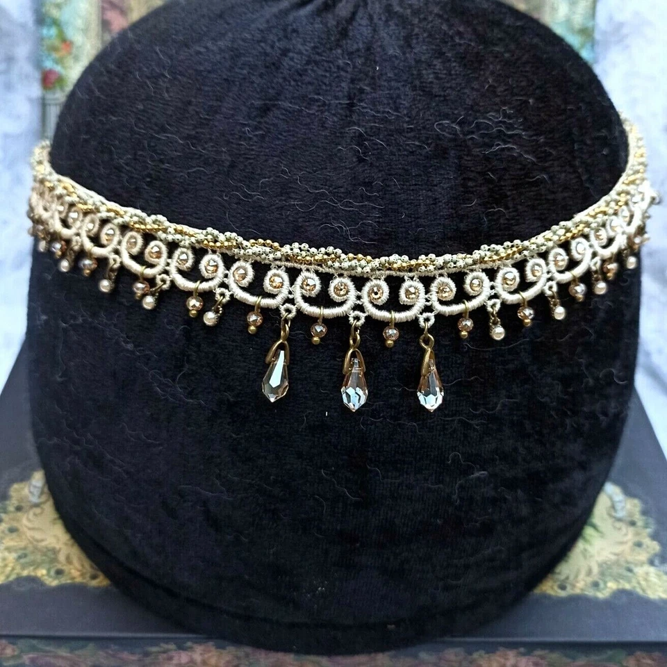 Michal Negrin Head Chain Embroidered On Lace With Swarovsky Crystals & Gift Box - Image 1 of 4