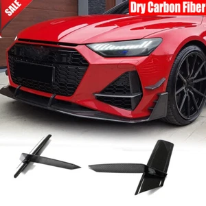 For Audi RS7 Sportback RS6 C8 20-23 Dry Carbon Front Bumper Vent Scoop Fins Trim - Picture 1 of 13