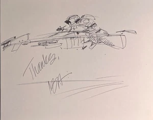 Boceto original 8x10 firmado por Nilo Rodis-Jamero Star Wars ILM ROTJ RARO con Beckett - Imagen 1 de 2