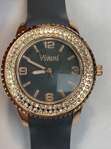 Women's Vivani Watch With Rose Gold Tone Bezel and Gray Band With New Battery - Picture 1 of 17