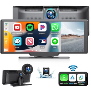 10.26" 4K DVR Dash Cam Wireless CarPlay Tragbares Autoradio GPS+Rückfahrkamera - Bild 1 von 11