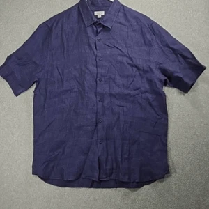 Sunspel Linen Shirt Mens Large Short Sleeve Button Up Beach Casual Resort - Picture 1 of 11
