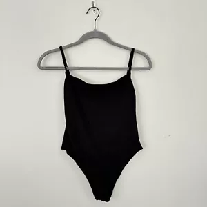 Zara Grommet Back Swimsuit Small Ribbed Square Neck One Piece High Leg 90s Retro - Picture 1 of 12