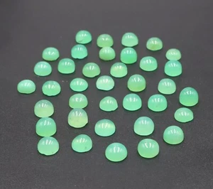 Lotto Cabochon Crisoprasio Naturale 23,65 Crt 5x5 Pietra Verde Crisoprasio Tondo - Foto 1 di 4