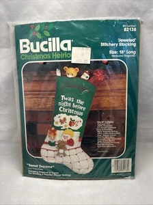 Kit de Medias de Fieltro de Reliquia de Navidad Bucilla "Sweet Dreams" #82138 Sellado Nuevo en Paquete - Imagen 1 de 6