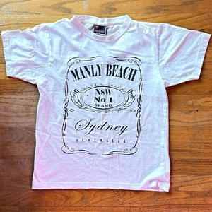 Vintage 1990s Sydney  Australia Manly Beach T shirt Tee White Small - Picture 1 of 4