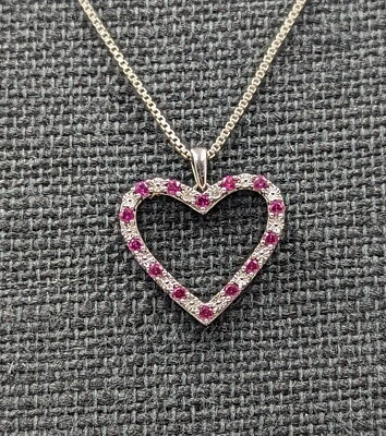 Sterling Silver Kay Jewelers JWBR Ruby & Diamond Accent Heart 18" 925 Necklace - Image 1 of 4