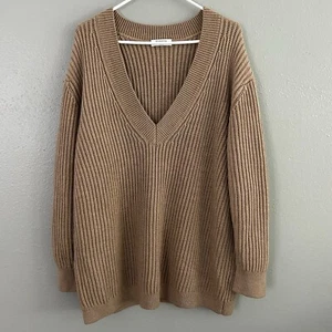 Suéter Pullover Babaton 100% Lana Merino Roger Heather Dorado Camel Talla L Nuevo con Etiquetas - Imagen 1 de 8