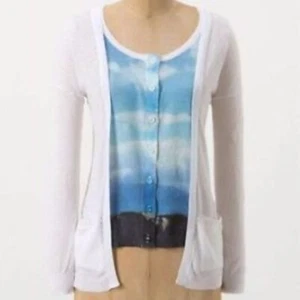 New! XS Anthropologie Moth Blue Sky "Finestra Cardigan" Sweater $128 - Picture 1 of 8