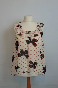 Red Herring Red & Ivory Spotted Sleeveless Blouse 12 - Picture 1 of 9