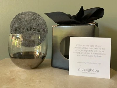 GLASSYBABY Esterlina 3 1/8" BEBEDOR Plata Exótico SOPLADO A MANO Vidrio con Montaña DISCO'D Foto 1 de 4