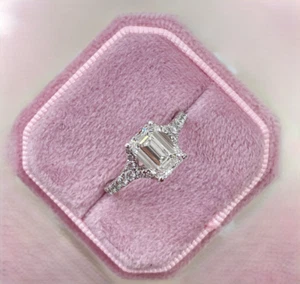 2.40 Ct Emerald Cut IGI Certified Lab Grown Diamond Wedding Ring 14K White Gold - Picture 1 of 12