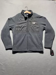 New Balance Full Zip Fleece Jacket Mens Large Black Zip Front Super Warm Pockets - Picture 1 of 13