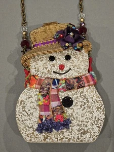 MARY FRANCES BEADED CHILLIN' SNOWMAN SNOW BELLE PURSE - HTF NEW W/TAGS & #d COA - Picture 1 of 12