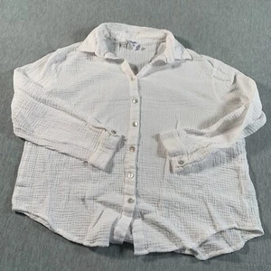 Princess Polly Shirt Womens 10 White Button Up Long Sleeve Textured Cotton - Picture 1 of 10