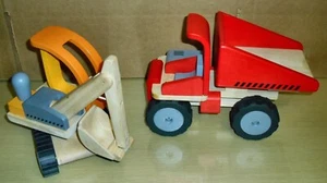 Plantoys -2 large wooden Construction Trucks -EX/NM - Picture 1 of 3
