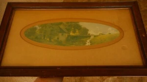 Antique Brown & Bigelow 1907 Framed Picture Print The Old Mill by Lamasure Oval - Picture 1 of 12