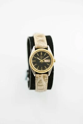 Pulsar Donna Argento Oro Acciaio Inox Pelle Beige Giorno Data Nero Quarzo - Immagine 1 di 3