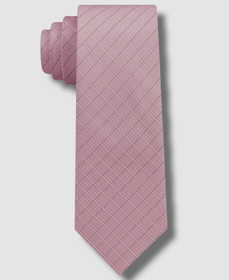 $70 Dkny Men's Pink Grid Slim Silk Neck-Tie Size 58 x 2.75 - Image 1 of 1