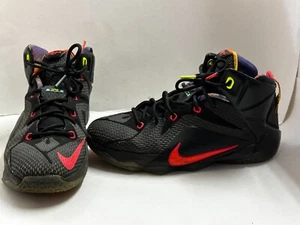 Nike Lebron XII 12 Data 12 Sneaker 2014 Elite Black Bright Mango Size 6.5Y - Picture 1 of 12