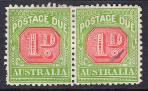 Australia 1d Red & Green Postage Due Pair Mint Hinged - Picture 1 of 2