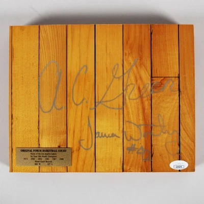 AC Green & James Worthy Signed Floorboard Forum Lakers  - COA JSA - Image 1 of 4