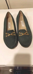 Mocasines verdes Trotters zapatos cómodos de tela de cuero talla 9WW ballet Horsebit - Imagen 1 de 10