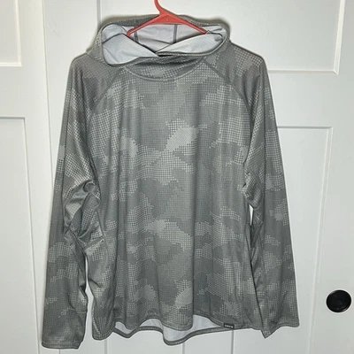 ORVIS PRO Sun Defense UPF50+ Hoodie Fishing Performance Shirt- Mens XL Gray Camo - Image 1 of 4