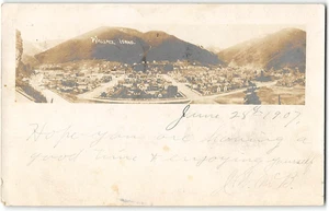 Antike RPPC WALLACE, IDAHO Shoshone County Bergbaustadt 1907 Foto Postkarte - Bild 1 von 2