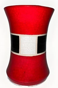 Charles Chrisco Raku Keramik Crackle glasierte Vase signiert rot schwarz weiß + Papiere - Bild 1 von 8
