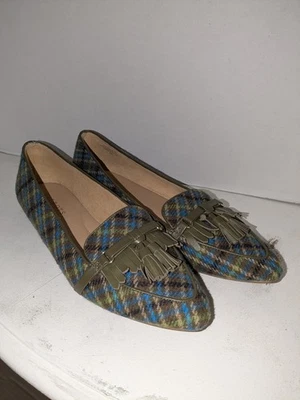 Zapatos para mujer Talbots talla 9M Francesca zapatos planos de conducción borlas a cuadros con estampado de tartán Foto 1 de 4
