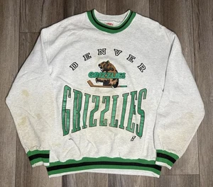 Vintage 90s Denver Grizzlies IHL Nutmeg Mills Grey Crewneck Sweatshirt Size M - Bild 1 von 14