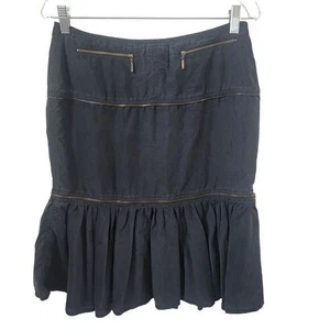 Vintage Y2K Grunge Goth Witchy Seide schwarz Rock Rüschen Saum Gr. 6 Miller Girl Emo - Bild 1 von 12