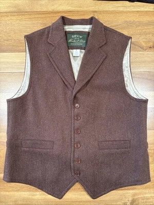 Orvis Signature Collection Herringbone Wool Blazer Vest M Waistcoat Lined - Image 1 of 4