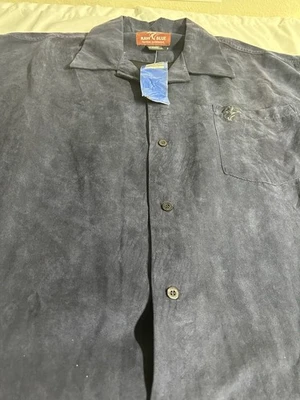 Camisa de terciopelo azul crudo para hombre manga corta con cuello abotonado 3XL Foto 1 de 4