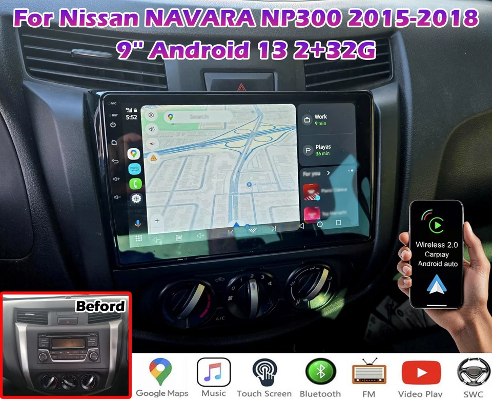 9'' Android 13 Carplay Car Stereo Radio GPS FM For Nissan NAVARA NP300 2015-2018 - Image 1 of 4