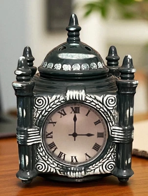 RARE! Vintage 1998 Marshall Field's Ceramic Clock Tower Candle Jar With Lid - Image 1 of 4