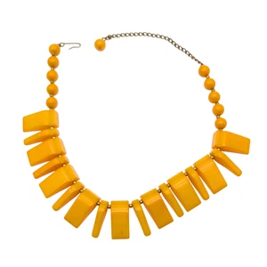 Collar de Colección Butterscotch Baquelita Flecos Cuello Tallado Babero Yema de Huevo Ámbar - Imagen 1 de 4