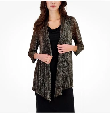 Connected Womens Jersey-Knit Dress 3/4-Sleeve Jacket Sz 14 NICE holiday sparkle  - Image 1 of 4