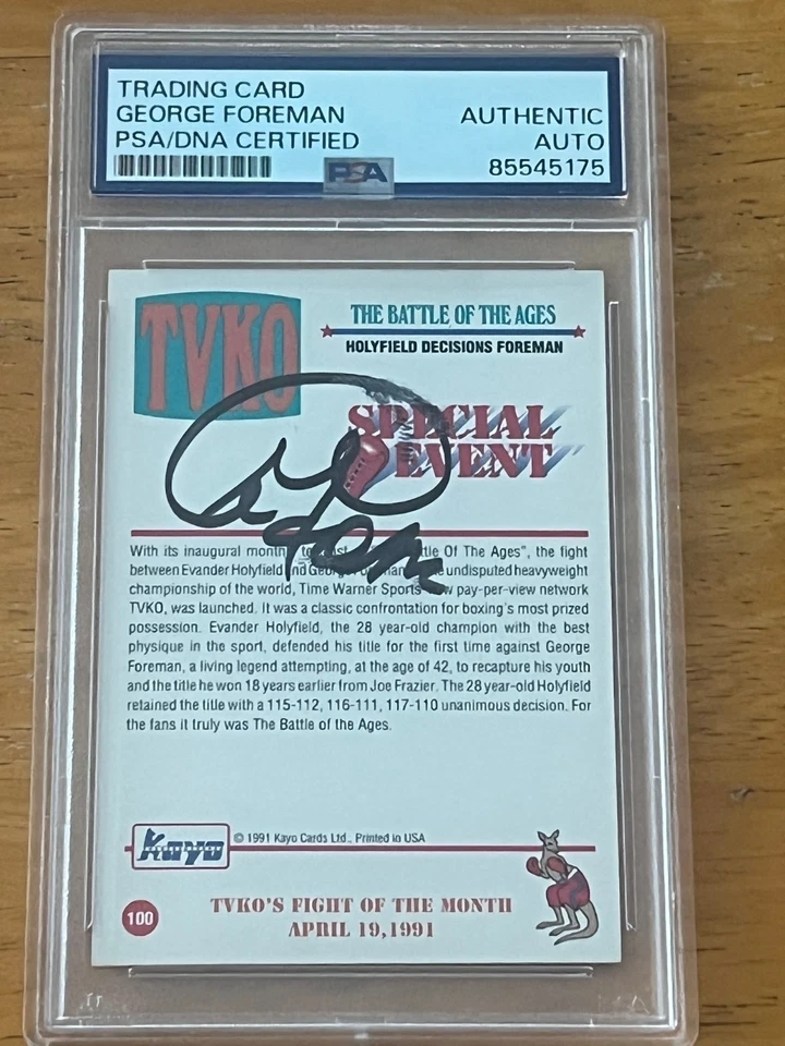 SUPER RARE 1991 Kayo George Foreman #100 Autographed Signed PSA/DNA Newly Graded - Image 1 of 2