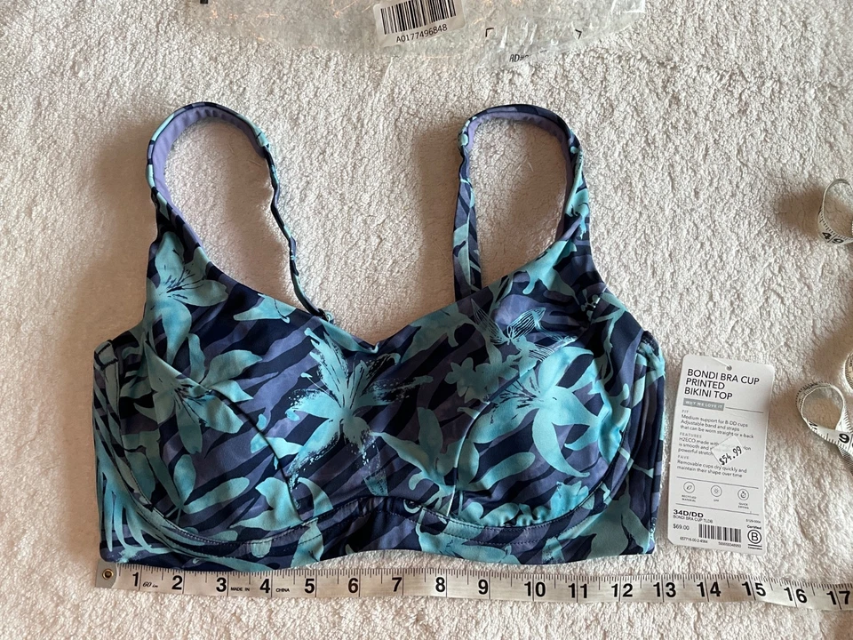 Athleta Tigerlily Dress Blue Bondi Bra Cup Swim Bikini Top Size 34 D/dd #657716