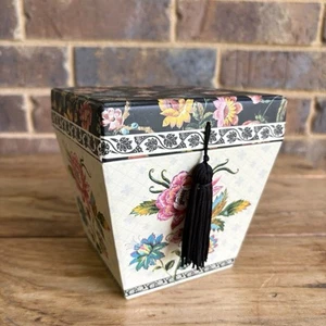 Punch Studio Floral Tasseled Box Cardboard Flowers On Black Measurements In Pics - Picture 1 of 13